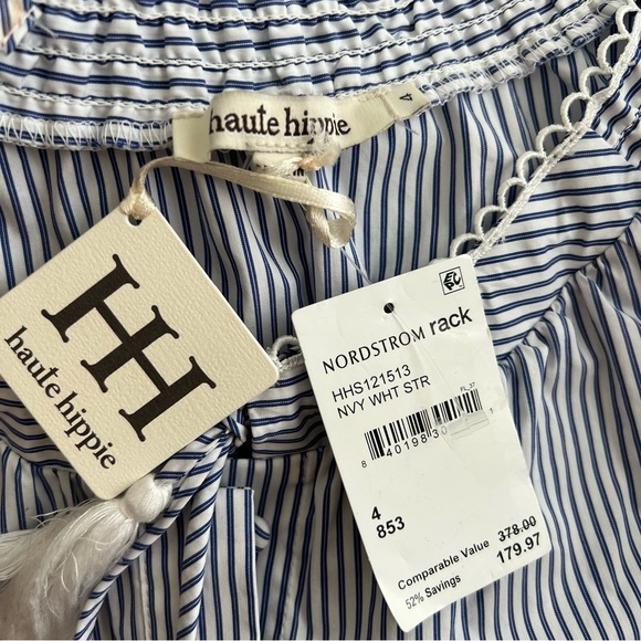 Haute Hippie Playsuit Romper Navy/White Stripe Off Shoulder Size 4 (Small) - Picture 8 of 10